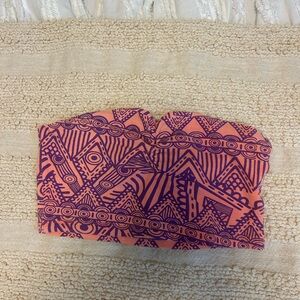 Coral and Purple Strapless Bandeau Top